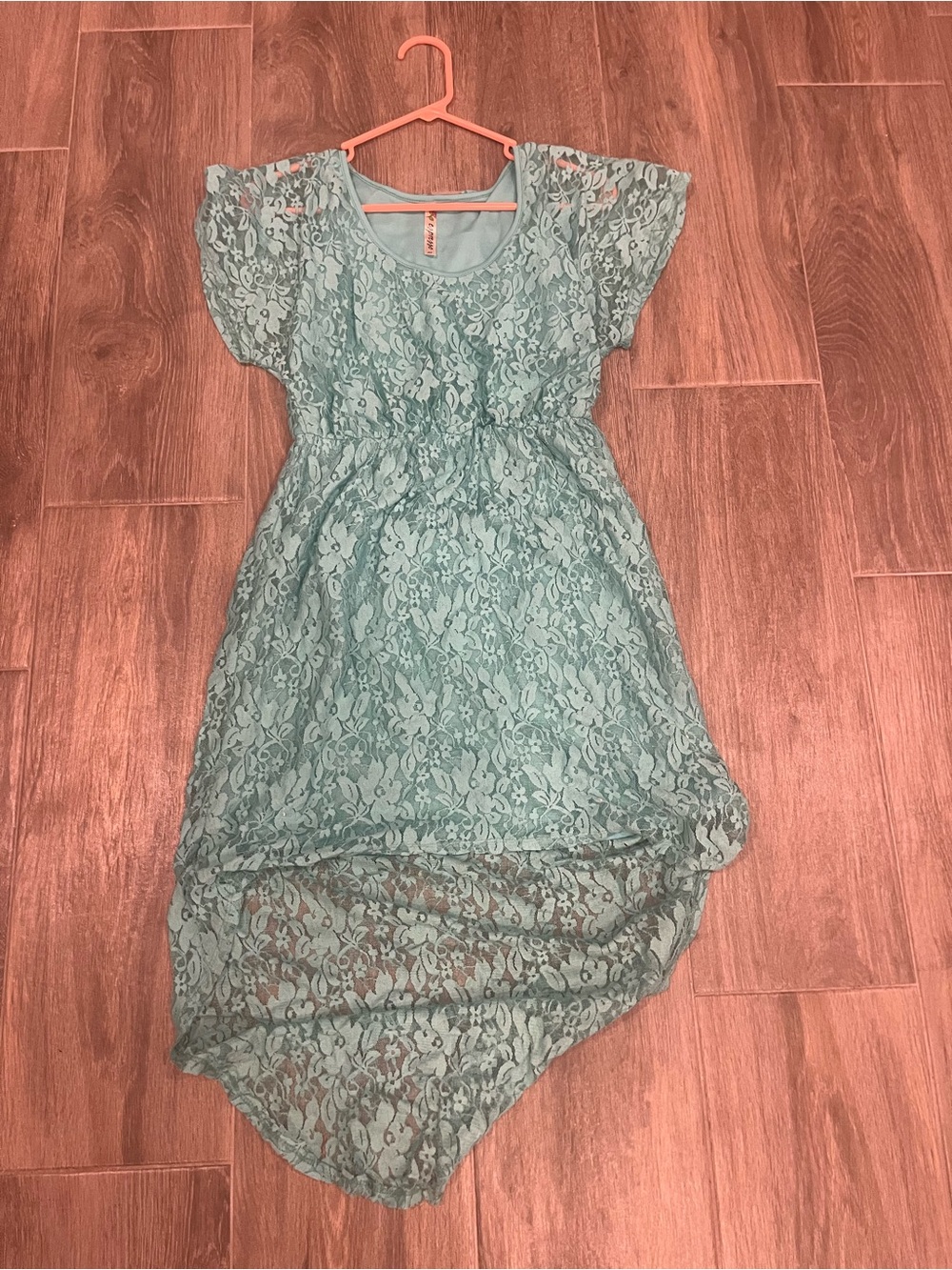 Espresso Teal Lace High-Low Dress